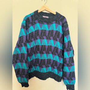 Vintage Concrete Mix Large Men’s grey and Teal Sweater